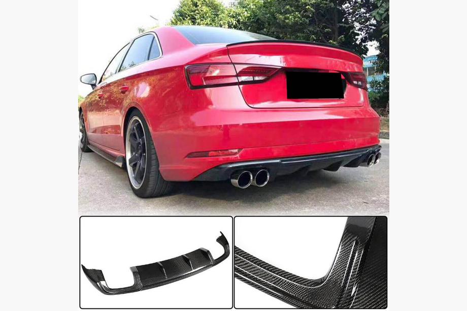 Audi A3 2012–2020 Difúzor zadného nárazníka (pre Base Sedan 2017-2020, karbón) Fotografia 1