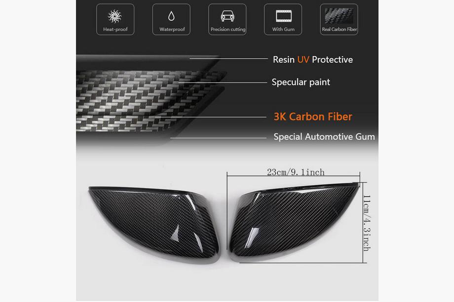 Audi A3 2012–2020 Kryty zrkadiel Replacement Style (Karbon) V2 Fotografia 5