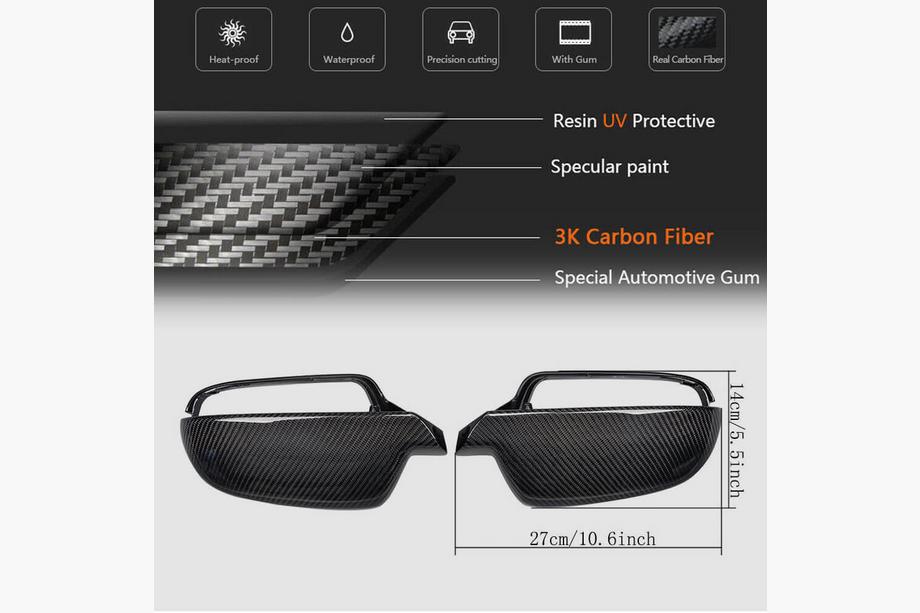 Audi A4 B8 2007–2015 Kryty zrkadiel Replacement Style (Karbon) V2 Fotografia 5