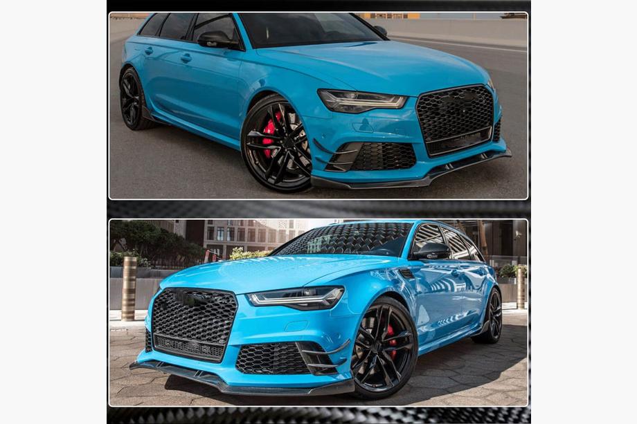 Audi A6 C7 2011–2017 Splittery na predný nárazník (pre RS6, 4 ks, karbón) Fotografia 3