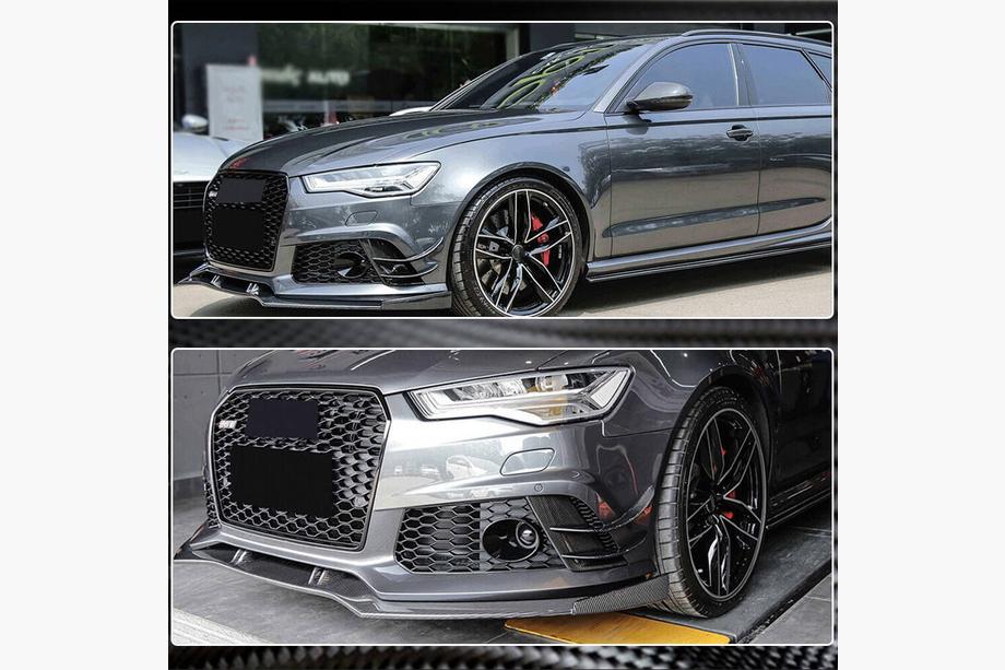 Audi A6 C7 2011–2017 Splittery na predný nárazník (pre RS6, 4 ks, karbón) Fotografia 4