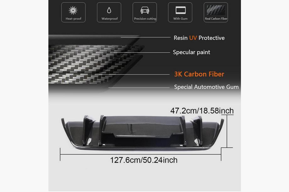 Audi R8 2015– Difúzor zadného nárazníka V1 (2015-2020, Carbon) Fotografia 5