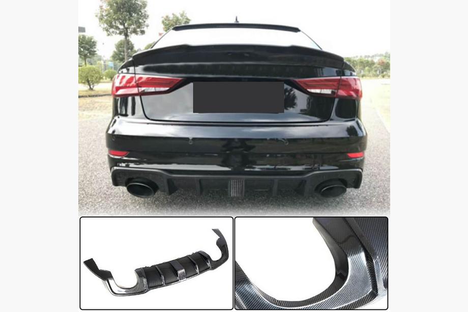 Audi A3 2012–2020 Difúzor zadného nárazníka s LED brzdovým svetlom V2 (pre RS3 2017-2019, karbón) Image