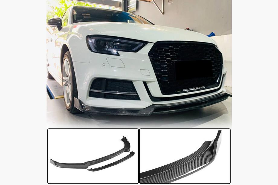 Audi A3 2012–2020 Lip spojler predného nárazníka Lip V4 (pre S-Line Sedan 2017-2020, karbón) Fotografia 1
