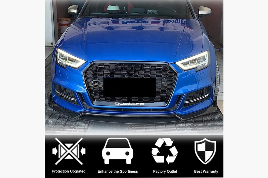 Audi A3 2012–2020 Lip spojler predného nárazníka Lip V4 (pre S-Line Sedan 2017-2020, karbón) Fotografia 2