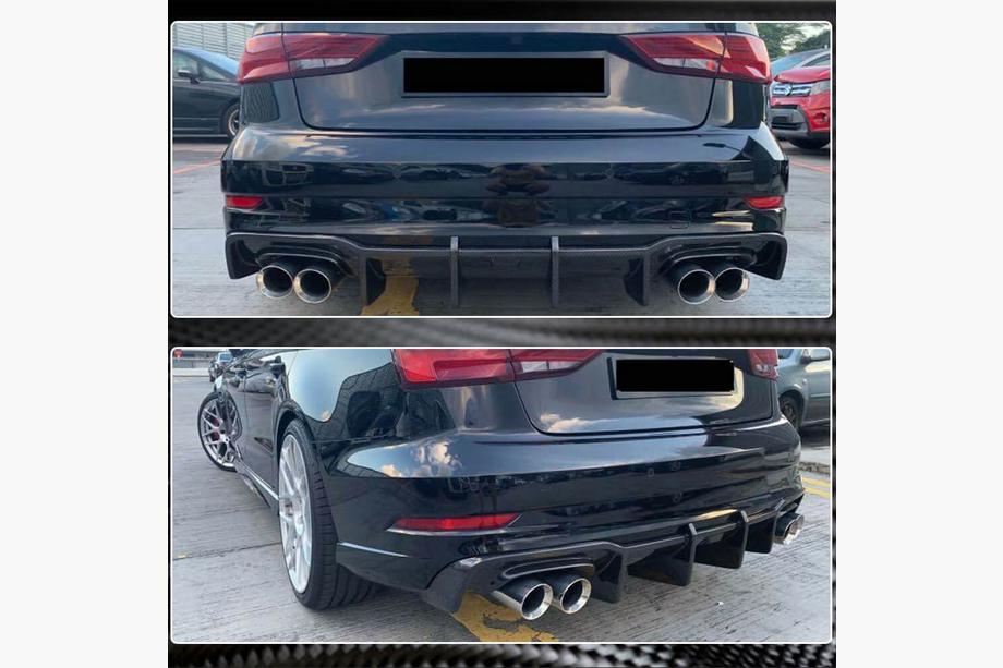 Audi A3 2012–2020 Difúzor zadného nárazníka V1 (pre S-Line Sedan 2017-2020, karbón) Fotografia 6