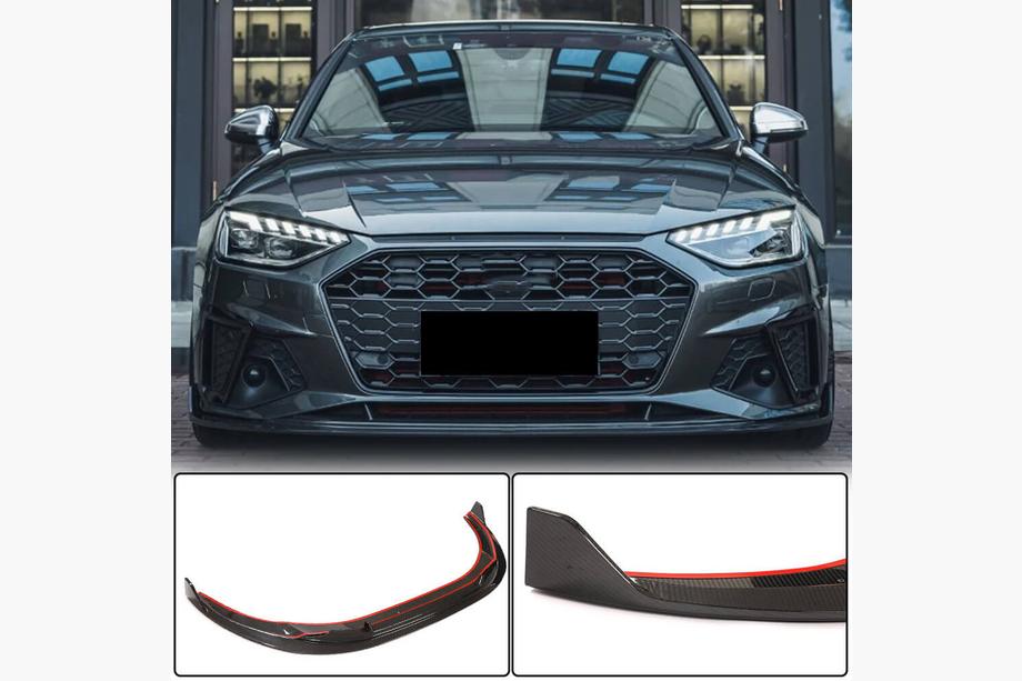 Audi A4 B9 2015–2024 Predný nárazníkový lip spojler Lip V1 (pre S-Line Sedan 2019-2024, karbón) Image