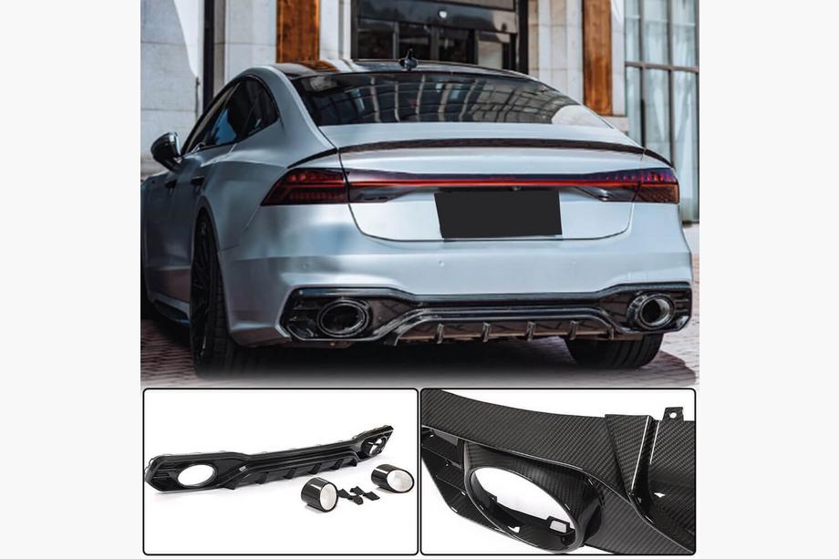 Audi A7 2018– Difúzor zadného nárazníka s koncovkami výfuku (pre S-Line 2018-2022, dry carbon) Image