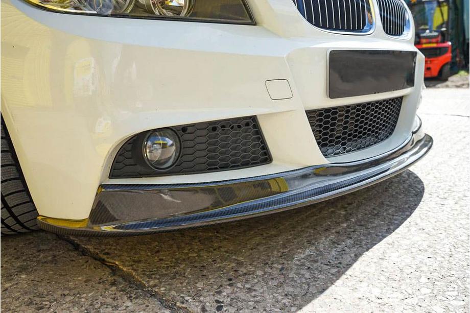 BMW 3 rad E90/E91 2005–2011 Lip spojler na predný nárazník (pre E90 M-Sport 2008-2011, karbón) Fotografia 5