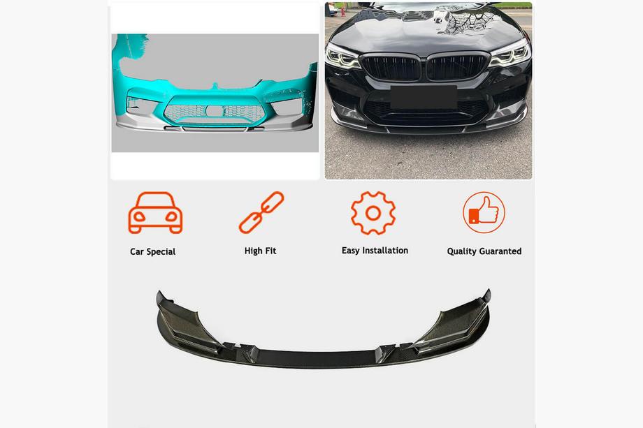BMW 5. rad G30/G31 2017–2023 Lem predného nárazníka Lip V1 (pre M5 F90 2017-2020, karbón) Fotografia 2