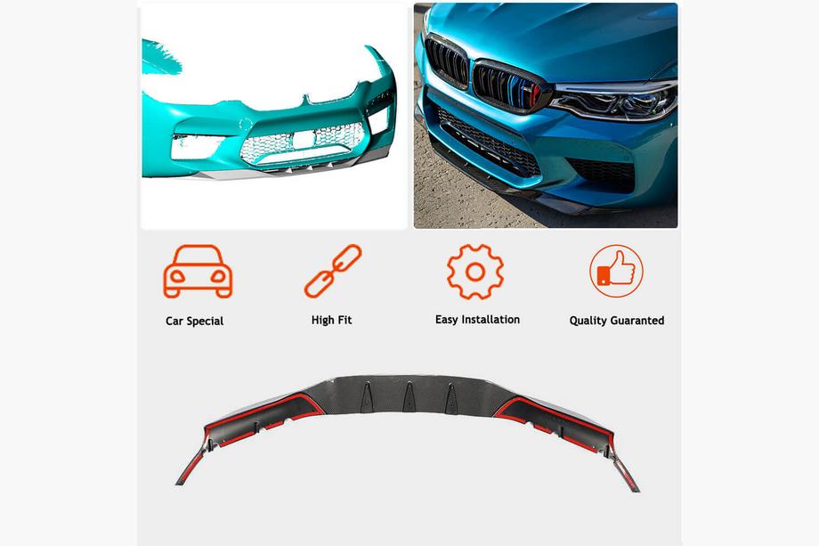 BMW 5. rad G30/G31 2017–2023 FRP V5 lip na predný nárazník (pre M5 2017-2020) Fotografia 3