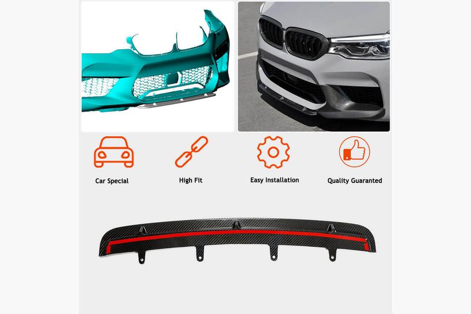 BMW 5. rad G30/G31 2017–2023 Lip spojler predného nárazníka Lip V5 (pre M5 F90 2017-2020, karbón) Fotografia 2