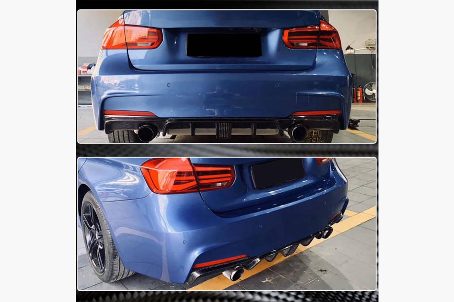 BMW rad 3 F30/F31 2012–2019 Difúzor zadného nárazníka V2 (pre F30 M-Sport, karbón) Fotografia 11