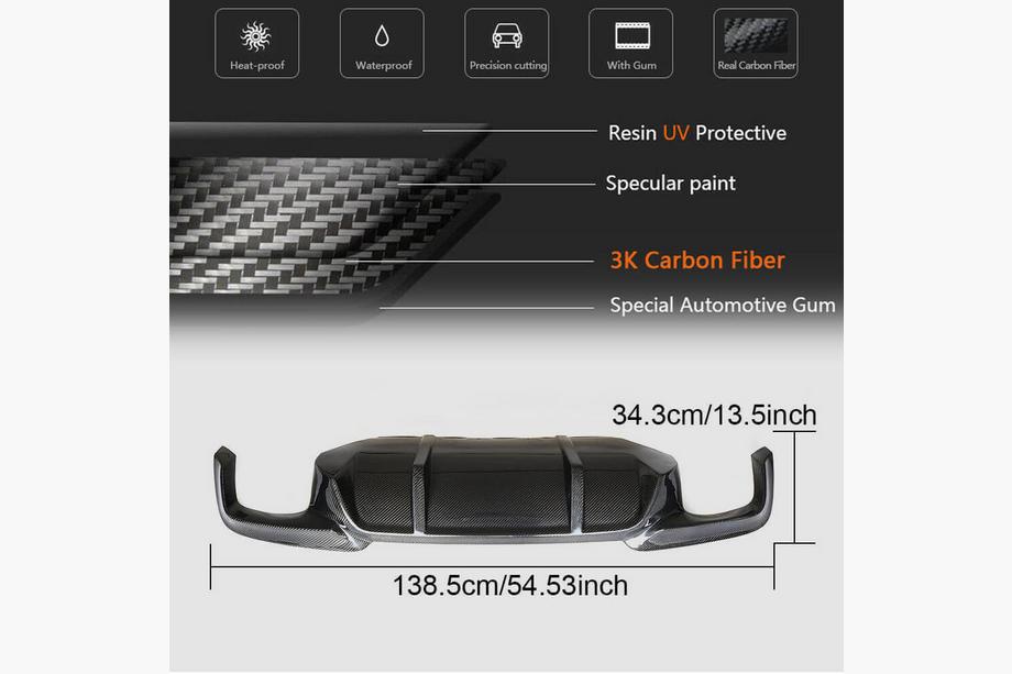 BMW 5. rad F10/F11 2010–2016 Difúzor zadného nárazníka V1 (pre F10 M-Sport, karbón) Fotografia 4