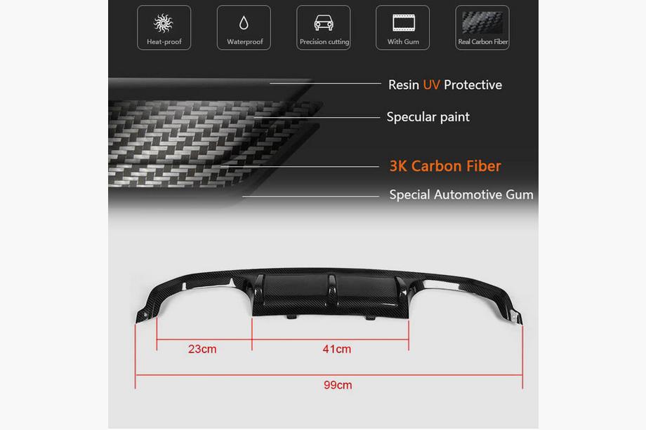 BMW rad 3 F30/F31 2012–2019 Difúzor zadného nárazníka Carbon V11 (pre F80) Fotografia 6
