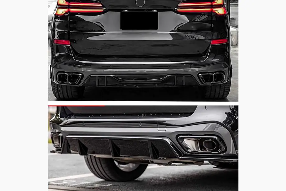 BMW X5 G05 2019–2026 Difúzor zadného nárazníka V4 (2018-2022, lesklá čierna) Fotografia 2