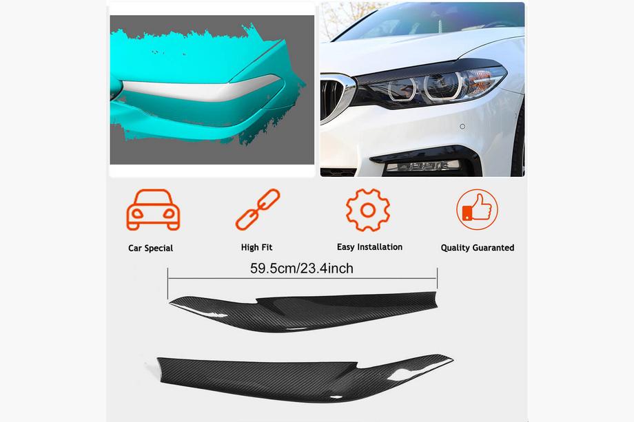 BMW 5. rad G30/G31 2017–2023 Mračítka na svetlá – suchý karbón (2017-2020) Fotografia 2