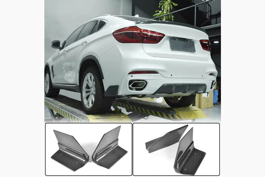 BMW X6 F16 2014–2019 Nadstavce na zadný nárazník Flap (pre M-Sport, karbón) Fotografia 1