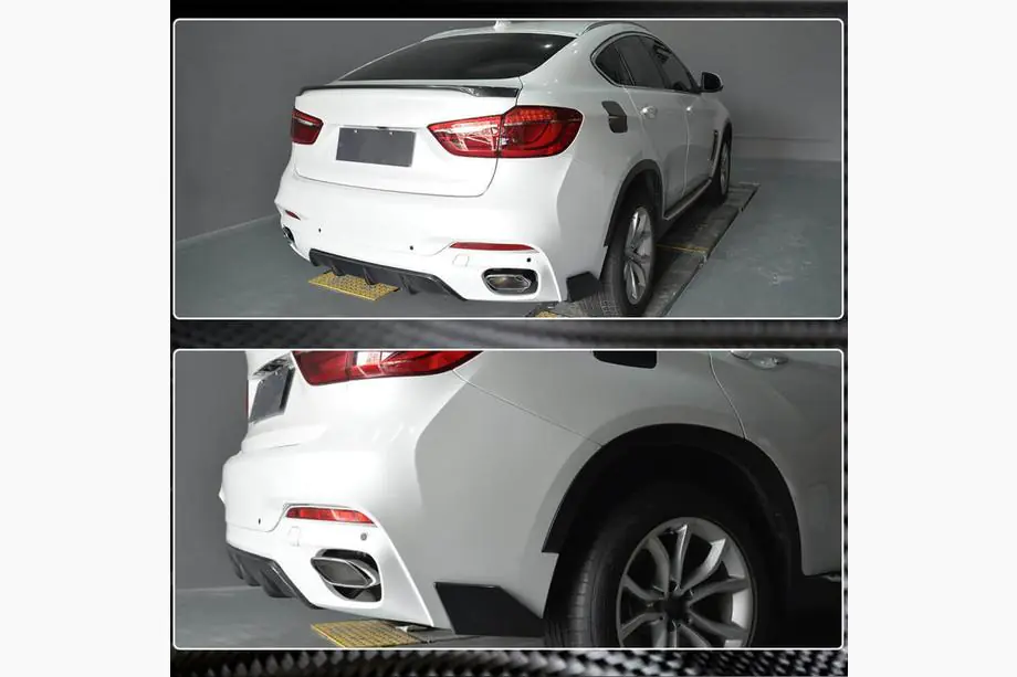 BMW X6 F16 2014–2019 Nadstavce na zadný nárazník Flap (pre M-Sport, karbón) Fotografia 3