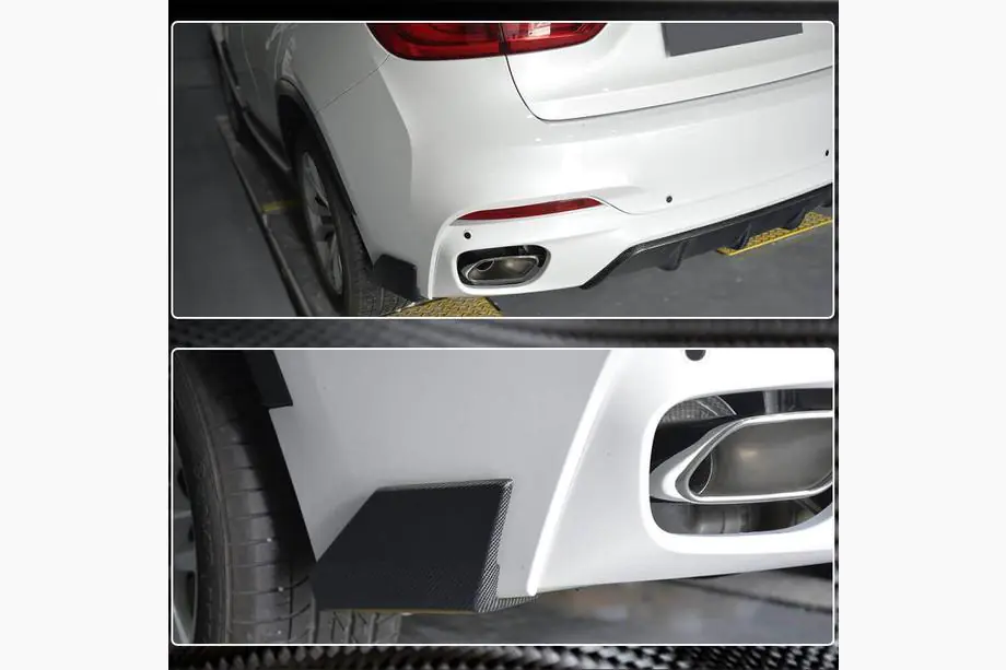 BMW X6 F16 2014–2019 Nadstavce na zadný nárazník Flap (pre M-Sport, karbón) Fotografia 4