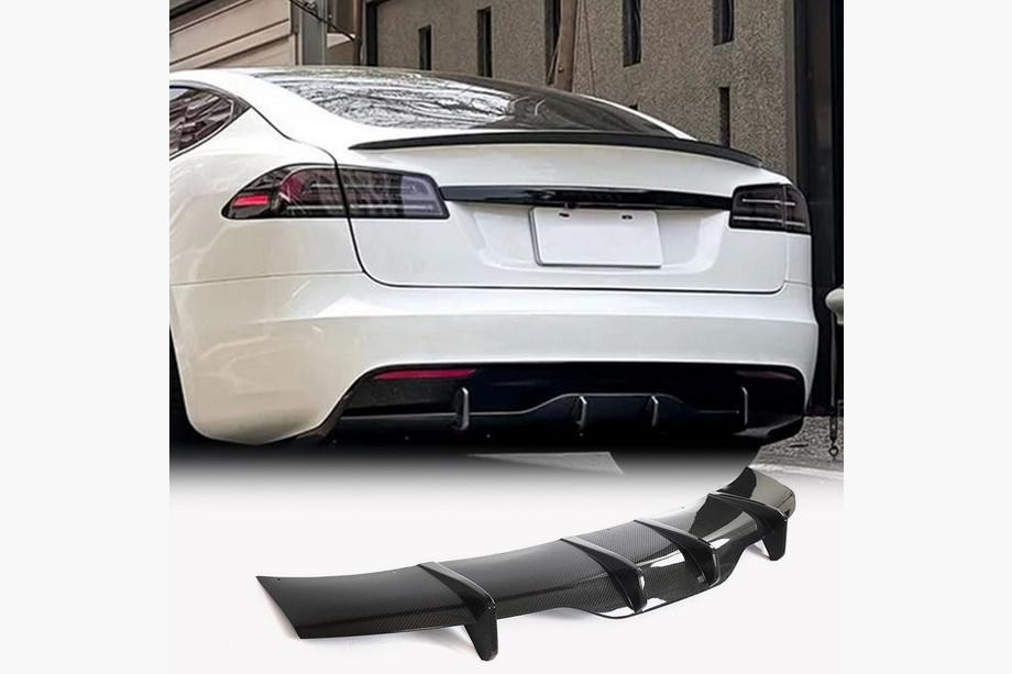 Tesla Model S 2012– Difúzor zadného nárazníka (pre Plaid 2021+, karbón) Fotografia 1