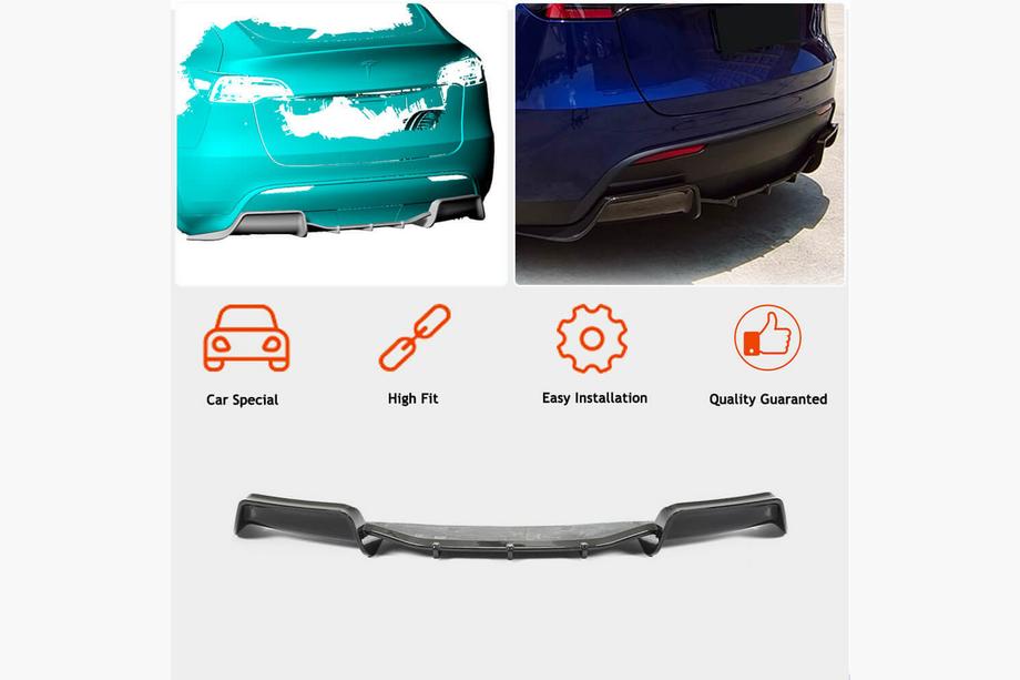 Tesla Model Y 2020– Difúzor zadného nárazníka suchý karbón V1 (2019-2021) Fotografia 2