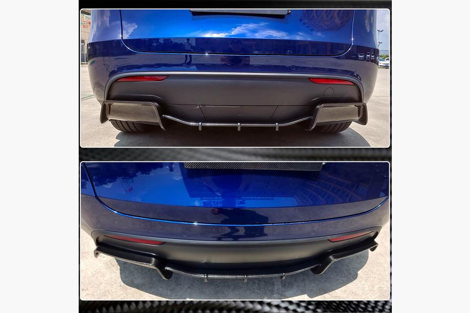 Tesla Model Y 2020– Difúzor zadného nárazníka suchý karbón V1 (2019-2021) Fotografia 4