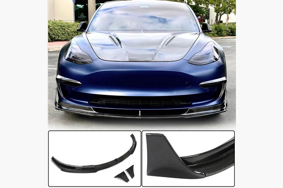 Tesla Model 3 2017– Lip spojler predného nárazníka Lip V3 (2017-2023, karbón) Image