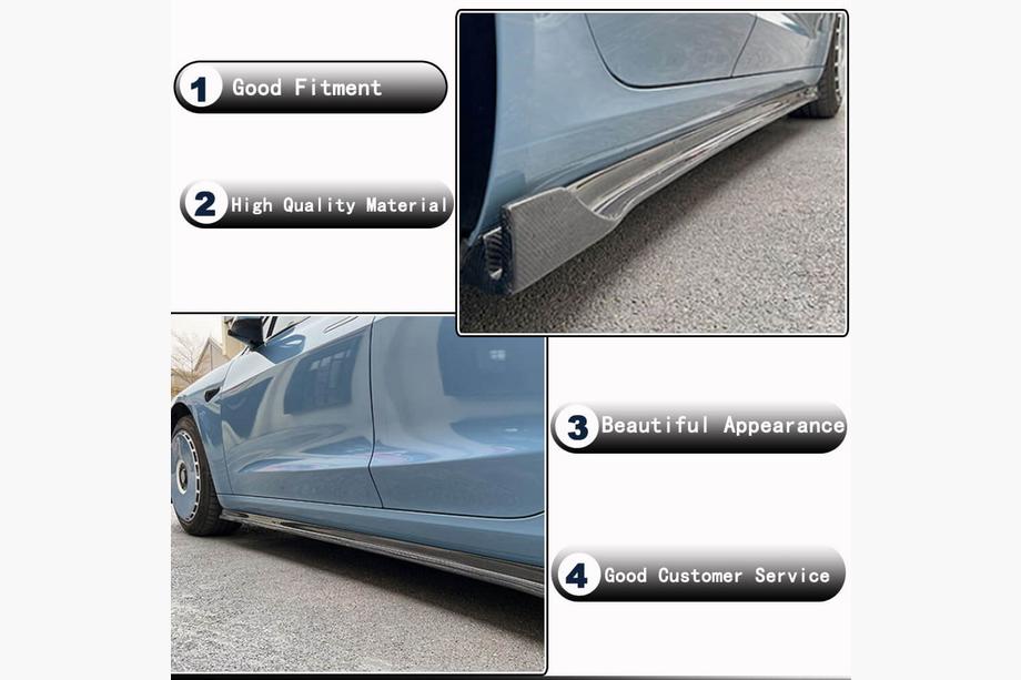 Tesla Model 3 2017– Nástavce prahov V3 (2017-2023, Karbon) Fotografia 3