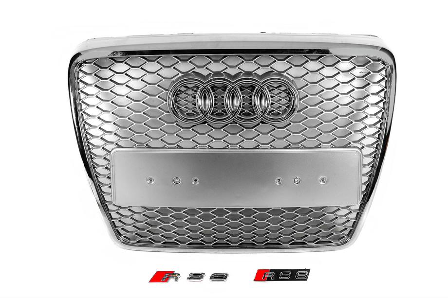 Audi A6 C6 2004–2011 Predná maska v štýle RS (sivá s chrómom) Image