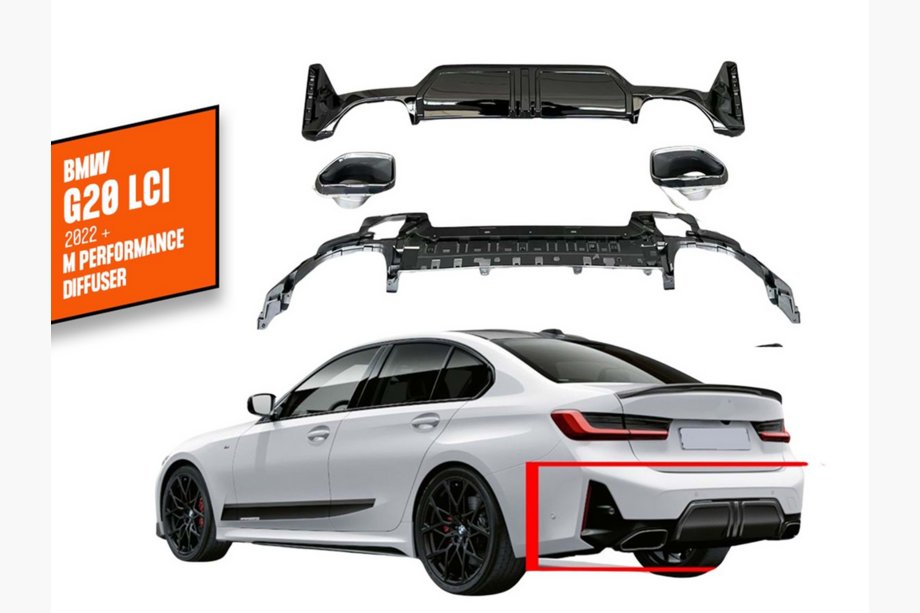 BMW 3. rad G20/G21 2018– Zadný difúzor s koncovkami výfuku DPT (2022+, M-Perfomance) Image
