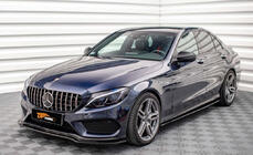 Mercedes C-class W205 2014–2021 DPT V2 predný lip spojler na nárazník (2014-2018, iba pre AMG-Line, lesklá čierna) fotografia 1