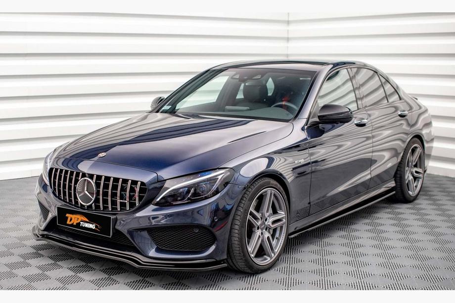 Mercedes C-class W205 2014–2021 DPT V2 predný lip spojler na nárazník (2014-2018, iba pre AMG-Line, lesklá čierna) Image