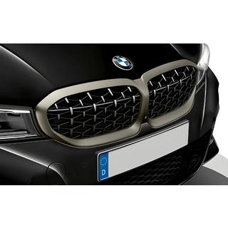 Obličkové mriežky Diamond Silver (2018-2022, matný chrómový rámik) BMW 3. rad G20/G21 2018– fotografia 1