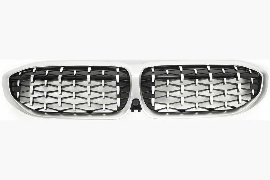 BMW 3. rad G20/G21 2018– Obličkové mriežky Diamond Silver (2018-2022, matný chrómový rámik) Fotografia 2