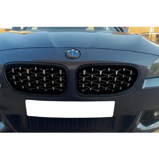 Obličkové mriežky Diamond Silver (čierny lem) BMW 5. rad F10/F11 2010–2016 fotografia 1