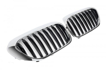 BMW 5. rad G30/G31 2017–2023 Obličkové mriežky 1 Bar (2017-2020, čierny lesk s chrómovým lemovaním) fotografia 2