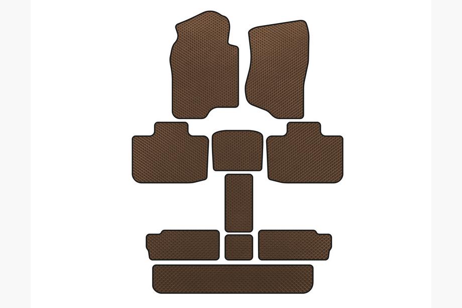 Cadillac Escalade 2007–2014 EVA rohože do interiéru (3 rady, hnedé) Image
