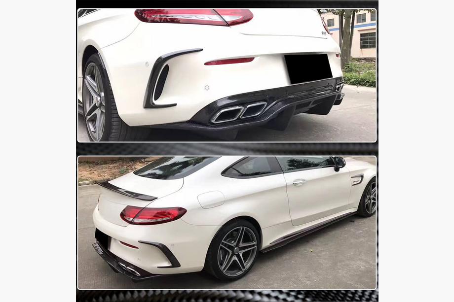 Mercedes C-class W205 2014–2021 Difúzor zadného nárazníka V2 (pre C63 AMG Coupé/Cabriolet 2015-2019, karbón) Fotografia 3