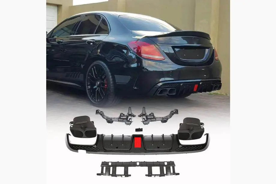 Mercedes C-class W205 2014–2021 Difúzor zadného nárazníka s koncovkami výfuku (pre SD C43 AMG 2015-2019, karbón) Image