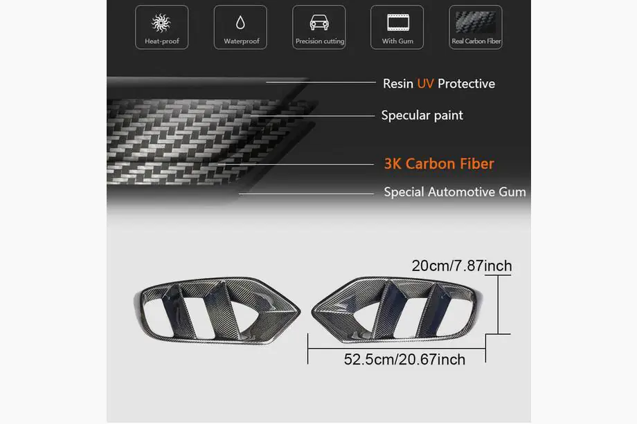 Mercedes C-class W205 2014–2021 Karbonové kryty hmloviek (pre SD Base 2015-2019, Carbon) Fotografia 5
