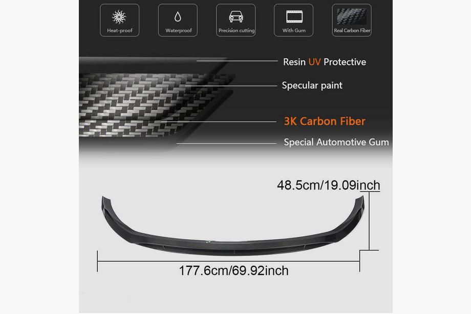 Mercedes C-class W205 2014–2021 Karbonový lip na predný nárazník (2019-2021, Carbon) Fotografia 6