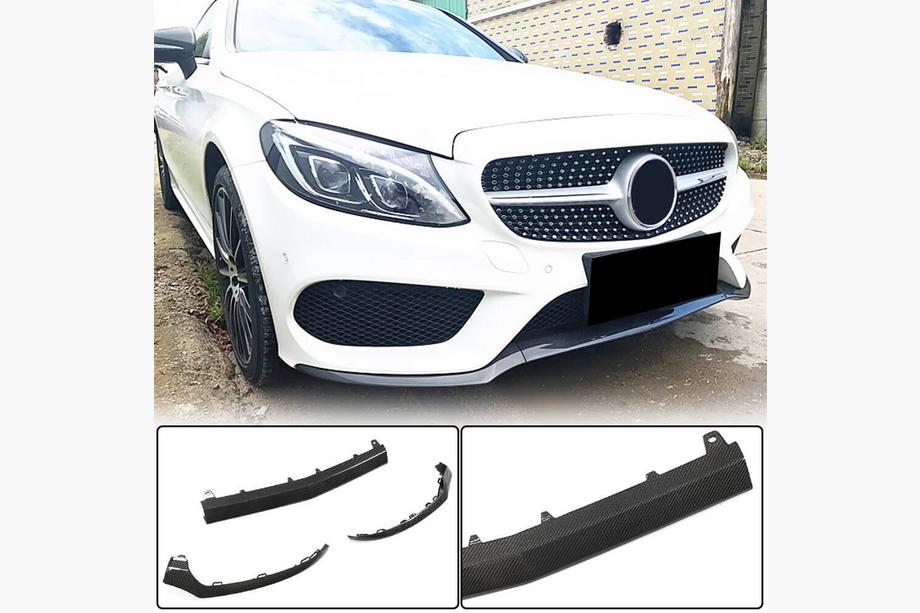 Mercedes C-class W205 2014–2021 Karbonový lip na predný nárazník Lip V4 (pre C43 AMG 2015-2019) Fotografia 1