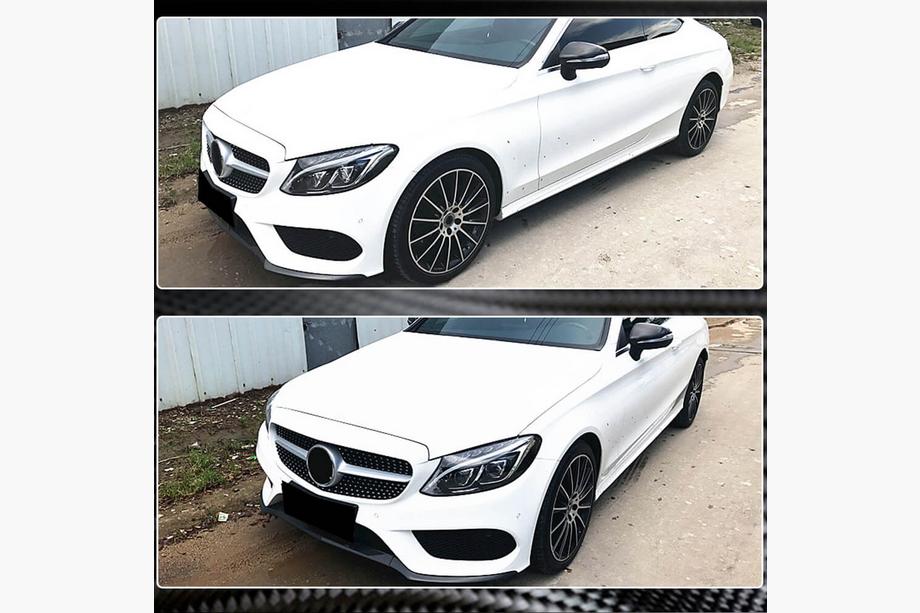 Mercedes C-class W205 2014–2021 Karbonový lip na predný nárazník Lip V4 (pre C43 AMG 2015-2019) Fotografia 3