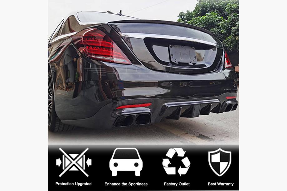 Mercedes S-class W222 2013–2022 Difúzor zadného nárazníka s koncovkami výfuku (pre S63/S65 AMG 2018-2021, karbón) Fotografia 2