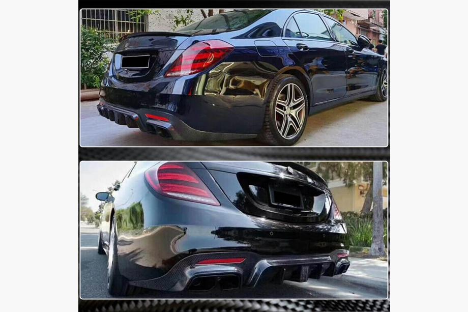 Mercedes S-class W222 2013–2022 Difúzor zadného nárazníka s koncovkami výfuku (pre S63/S65 AMG 2018-2021, karbón) Fotografia 3