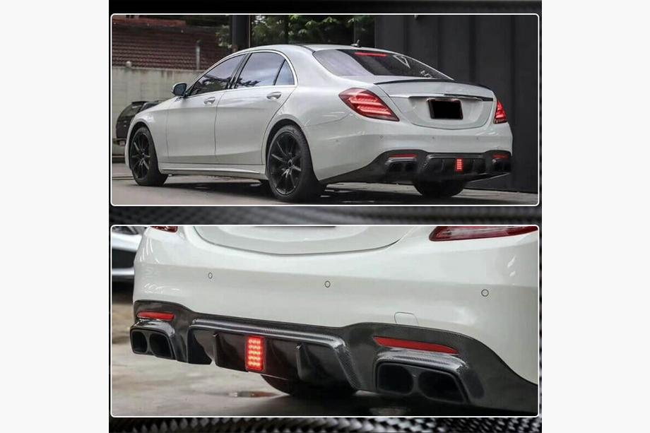 Mercedes S-class W222 2013–2022 Difúzor zadného nárazníka s koncovkami výfuku (pre S63/S65 AMG 2018-2021, karbón) Fotografia 4