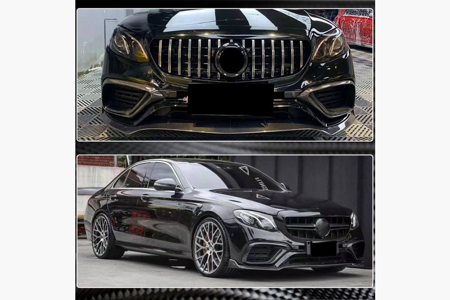 Mercedes Trieda E W213 2016–2023 Predný lip na nárazník Lip V1 (pre E63 AMG 2016-2019, karbón) Fotografia 3