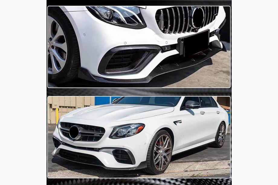 Mercedes Trieda E W213 2016–2023 Predný lip na nárazník Lip V1 (pre E63 AMG 2016-2019, karbón) Fotografia 4