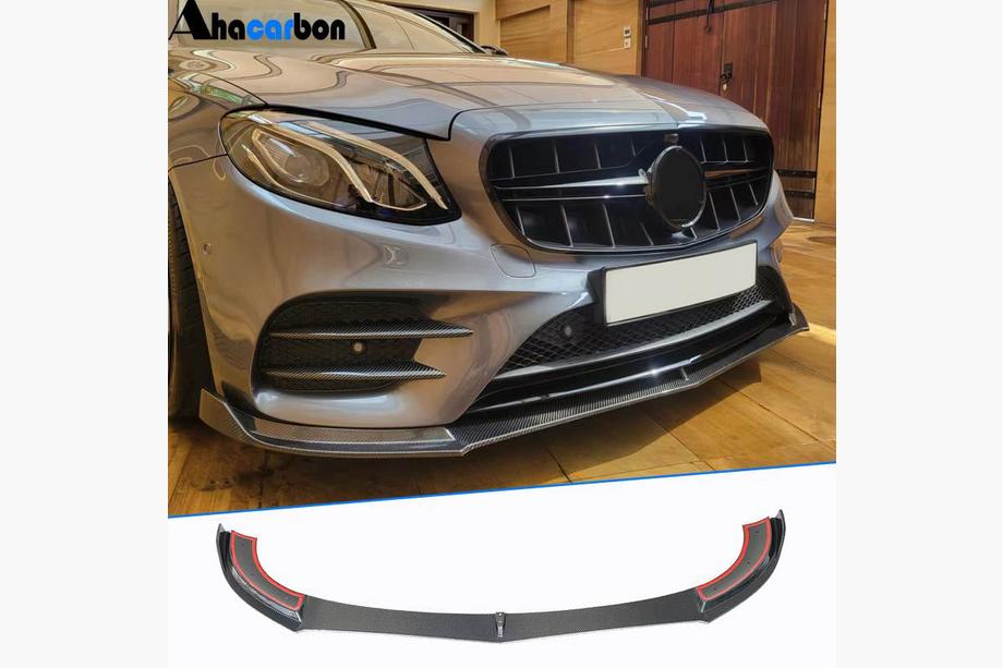 Mercedes Trieda E W213 2016–2023 Predný nárazníkový lip Lip V1 (pre AMG-Line / E43 AMG 2016-2019, karbón) Fotografia 1